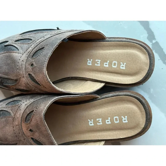 Roper Brown Beth Glittered Snip Toe Mules Casual Flat Size 10 - Picture 2 of 11